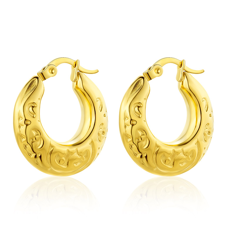 Fashionable Golden Round Earrings E932-GO