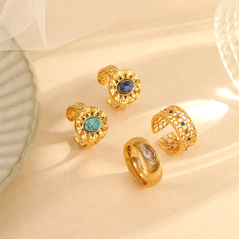 ODM OEM Price Gold Round Pearl Square Rings Factory R639