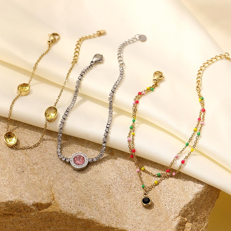 Beaded Type Ladies Wholesale Double Layer Colorful Chain With Charms B2283-GO