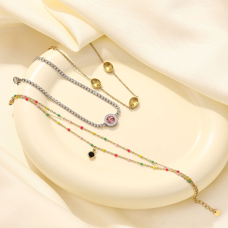 Beaded Type Ladies Wholesale Double Layer Colorful Chain With Charms B2283-GO