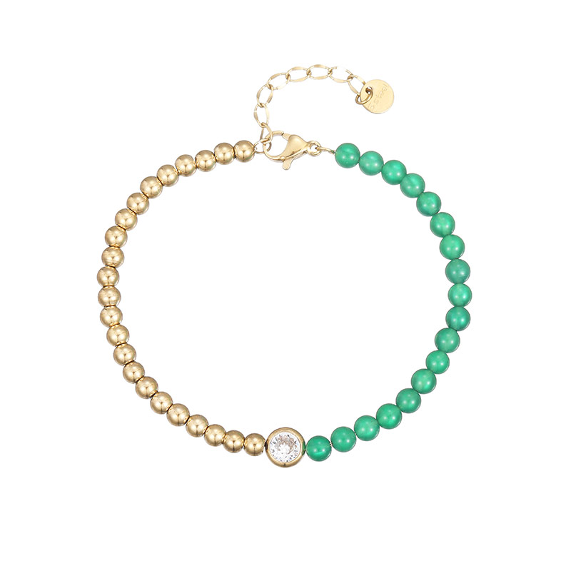 Factory Custom Green Gold Bracelets And Cuban Emerald Chain For Women B2298-GO