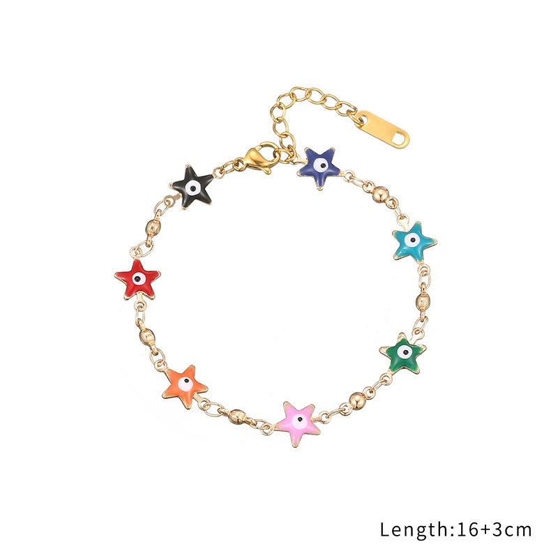 Factory Custom Price Star Eye Shape Colorful Evil Eye Bracelet Jewelry B2380-GO