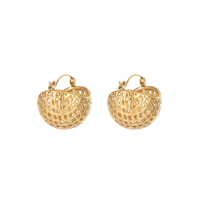 Customized Gold Round Square Half Open Earrings E958