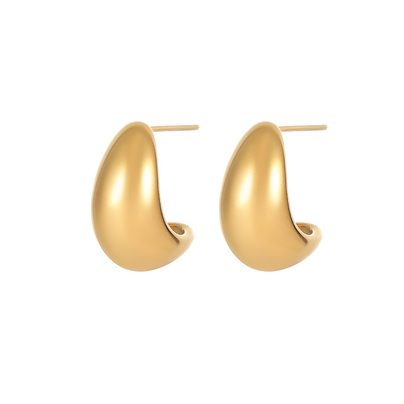 Customized Gold Round Square Half Open Earrings E958