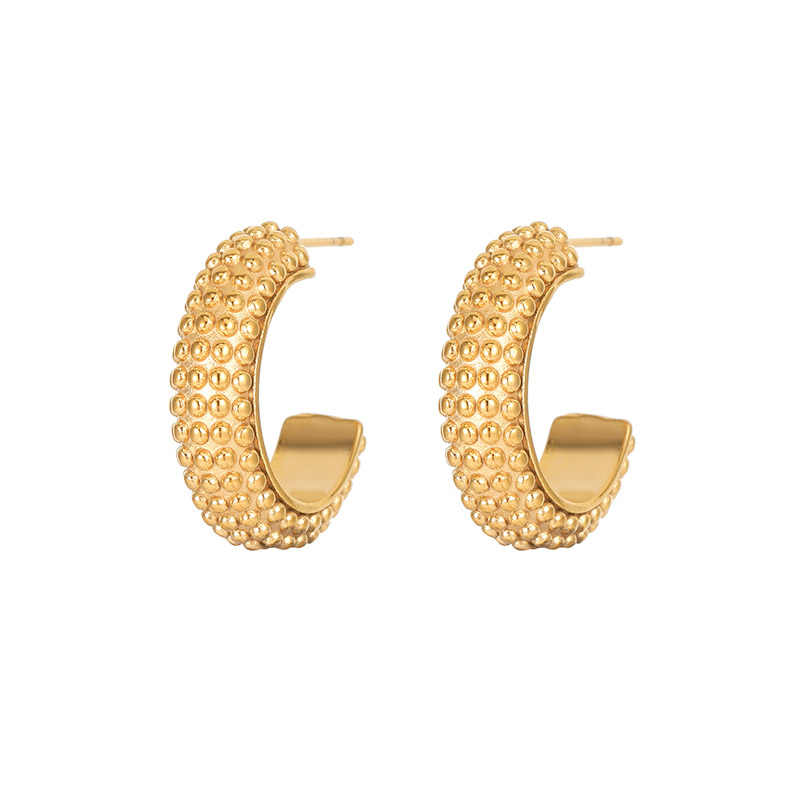 Customized Gold Round Square Half Open Earrings E958