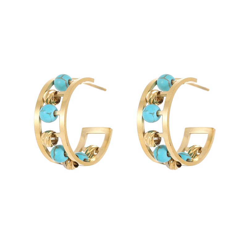 Customized Cross-Eye Elephant Shape Blue Earrings E1281-GO