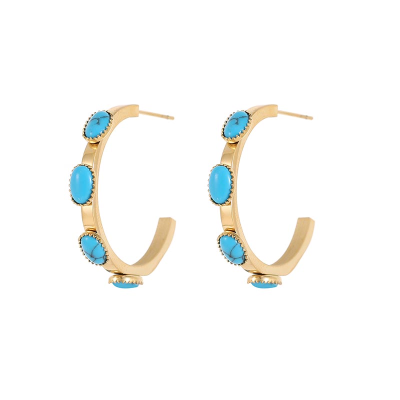 Customized Cross-Eye Elephant Shape Blue Earrings E1281-GO