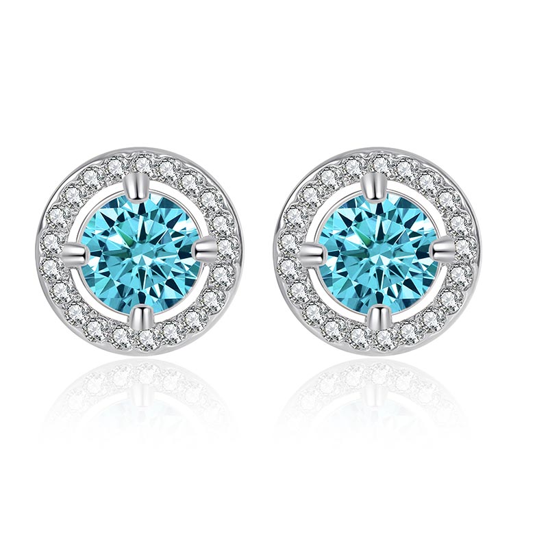 Custom Pink Blue White Moissanite Diamond Stud Earrings E1475