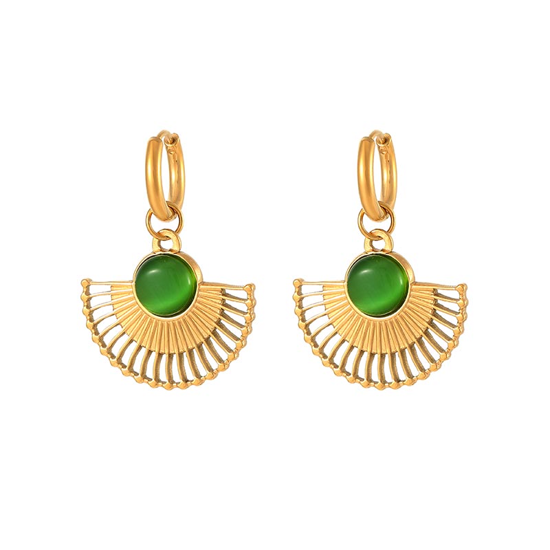 Wholesale Customized Noble Gold Hoop Fan-Shaped Earrings E1481