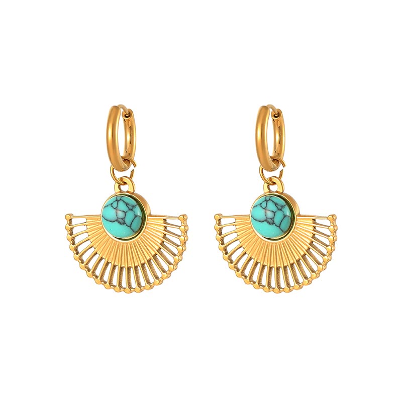 Wholesale Customized Noble Gold Hoop Fan-Shaped Earrings E1481