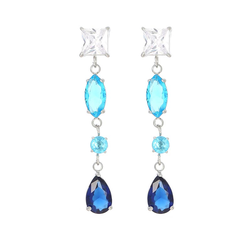 Factory Price Multicolor Natural Sapphire Crystal Gemstone Drop Shape Long Earrings E1488