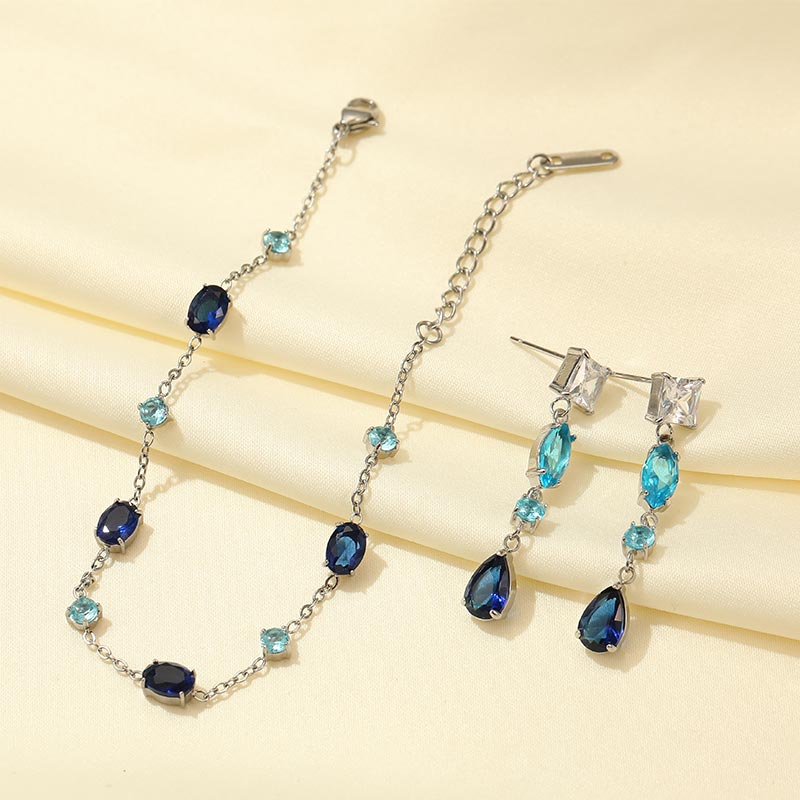 Factory Price Multicolor Natural Sapphire Crystal Gemstone Drop Shape Long Earrings E1488