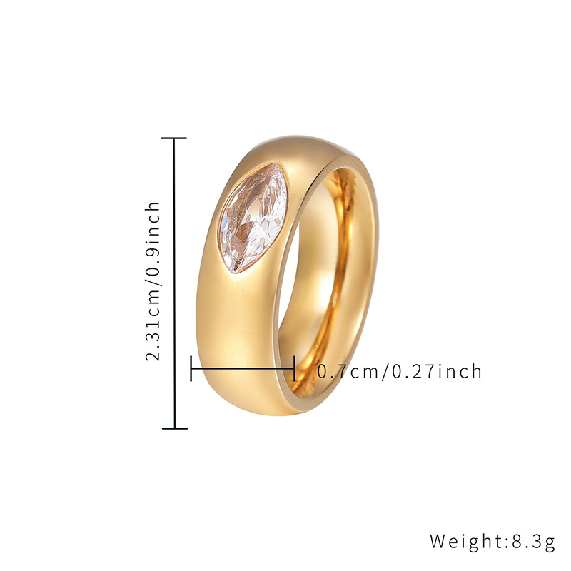 Creative Design Zircon Natural Stone Ring Women Fashion Stainless Steel Ring Jewellery 2023