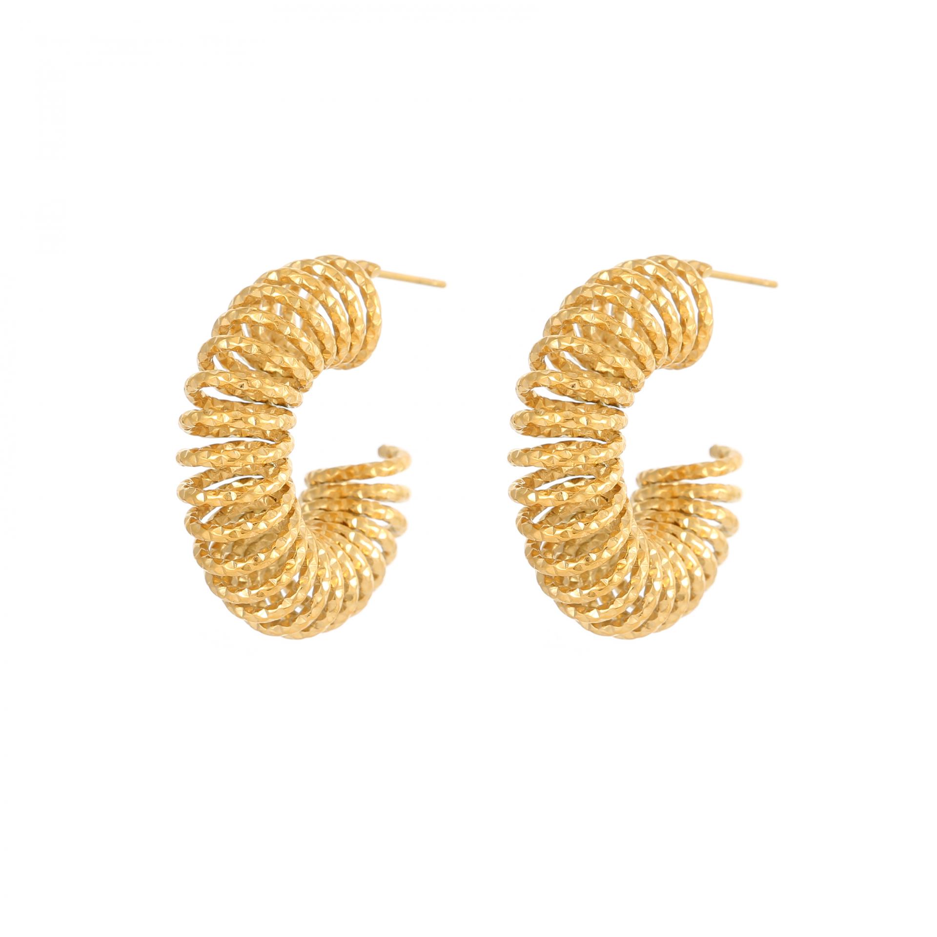 Custom Unique New 18K Gold-Plated Stainless Steel Spring Coil Women's Earrings