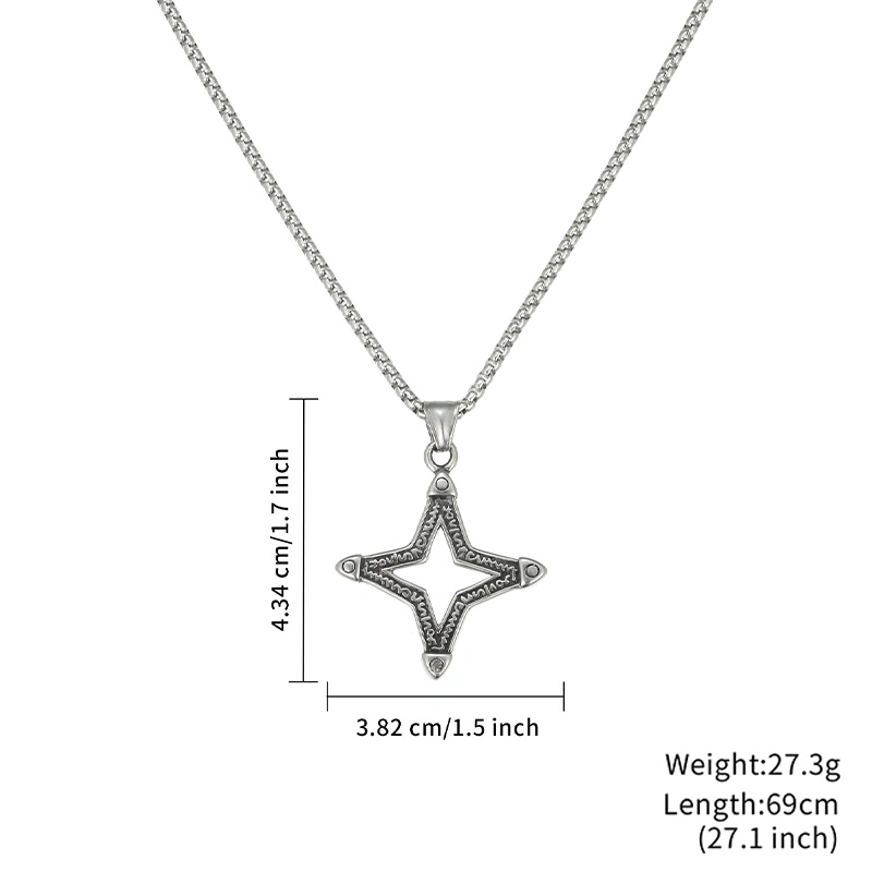 Wholesale Custom 2023 Fashion Jewellery Four Pointed Star Stainless Steel Necklace N2641-ST