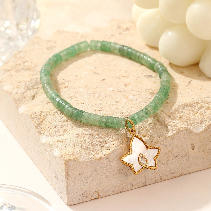 Wholesale Price Classic Natural Green Beads Eyes Charm Bracelet