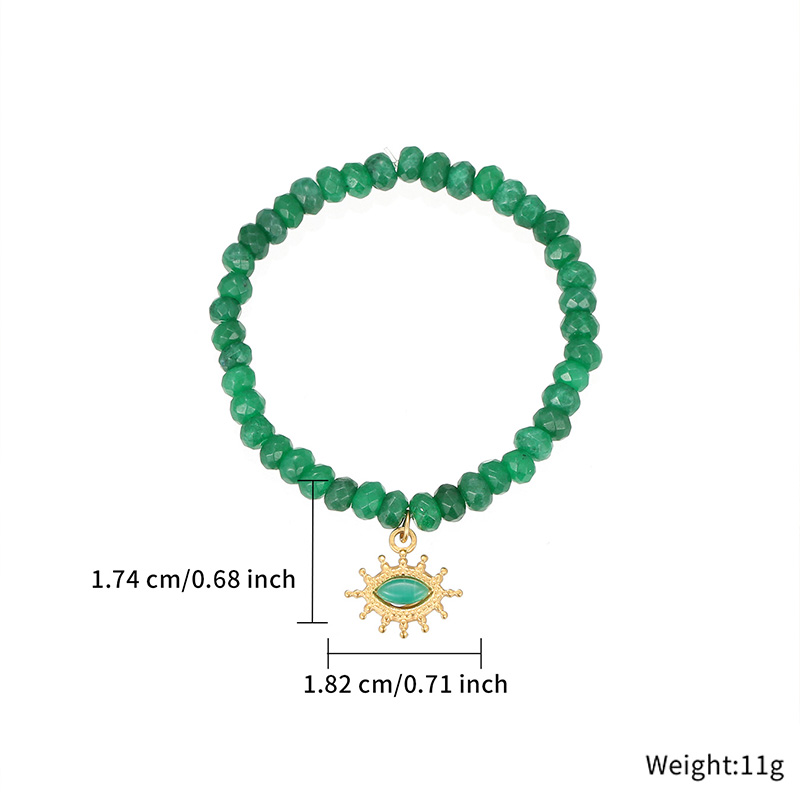 Wholesale Price Classic Natural Green Beads Eyes Charm Bracelet