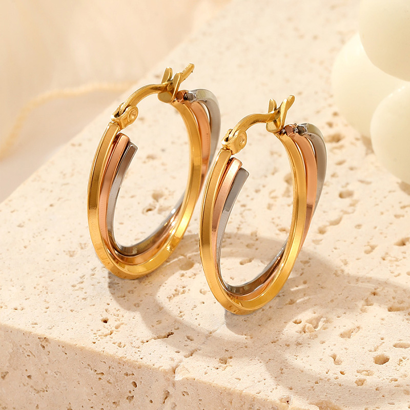 Special stainless steel triple hoop earrings jewellery earring manufacturer 