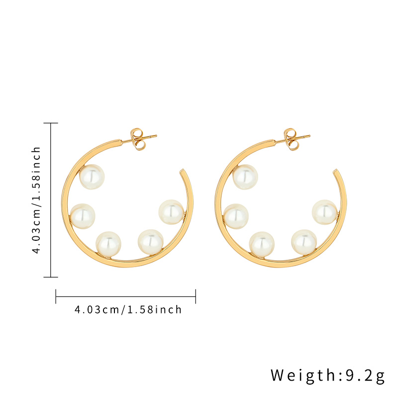 Factory Custom Stainless Steel Fashion C-shaped Exaggerated Pearl Earrings For Girls