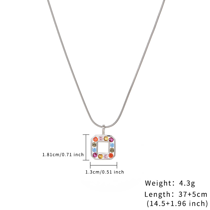 Customize Factory Mixed Colorful Square Diamond Square Pendant Necklace