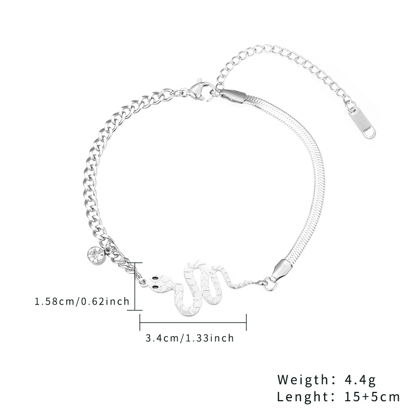 Wholesale Price Classic Flat Snake Charm Stainless Steel Bracelet