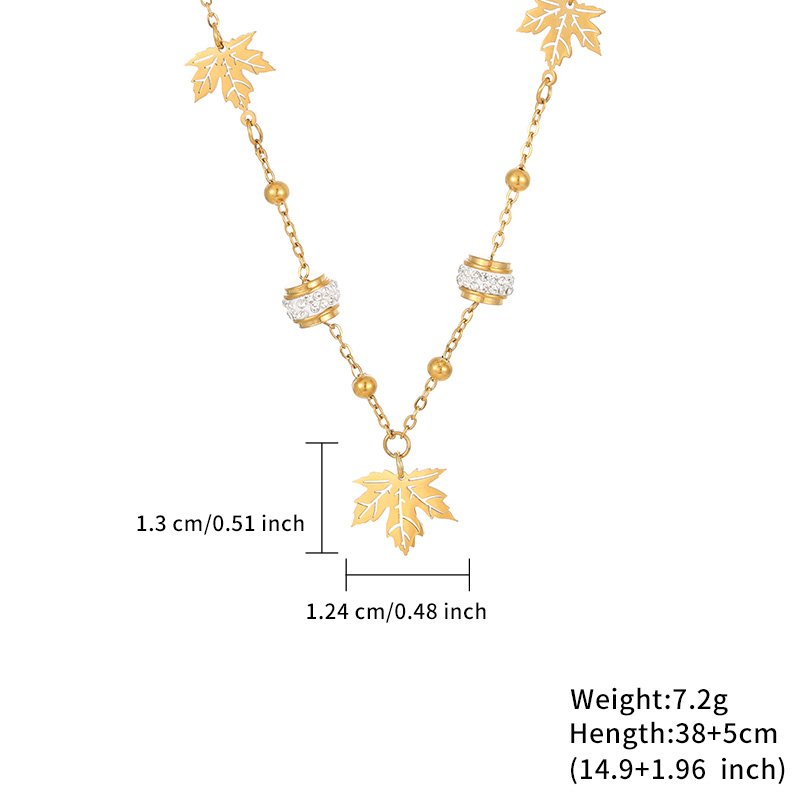 Fashion Jewellery Hot Selling Maple Leaf Zirconia Clip Bead Chain Necklace