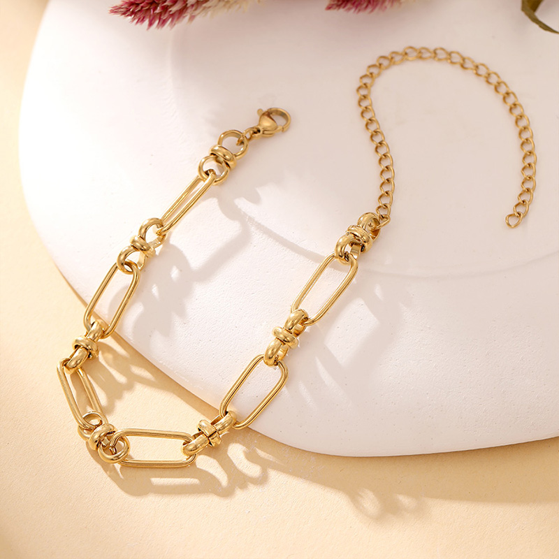 Link and Circles Gold Plating Bracelet Stainless Steel Jewellery Gift B2494