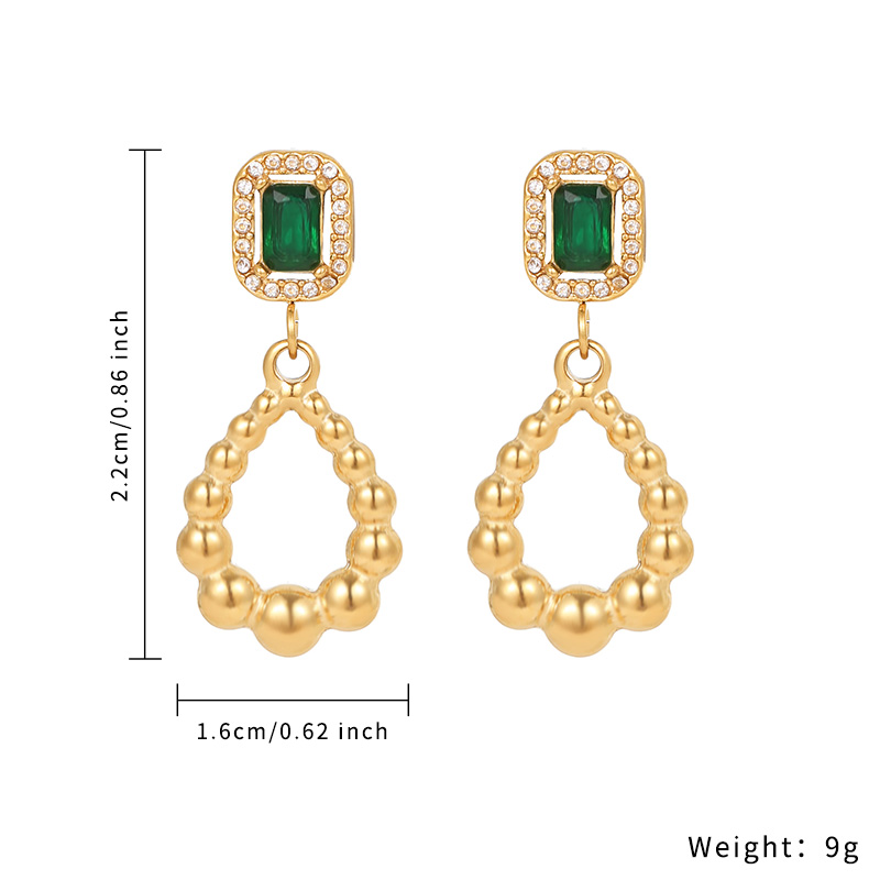 Women trendy gold-plated beaded pendant shiny zircon Christmas statement fine jewelry stud earring