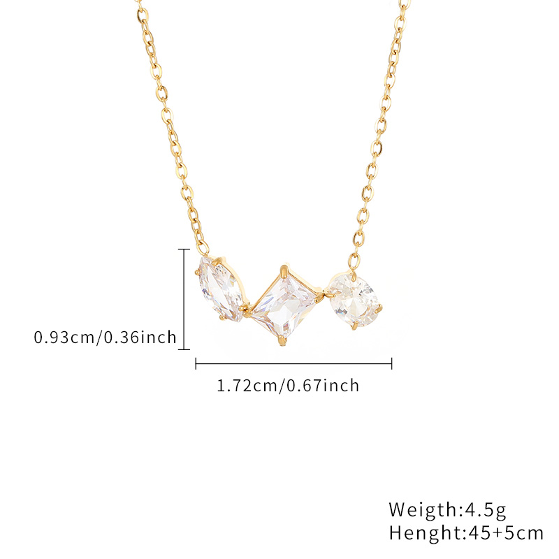 OEM ODM Rhombic Zircon Pendant Stainless Steel Necklace