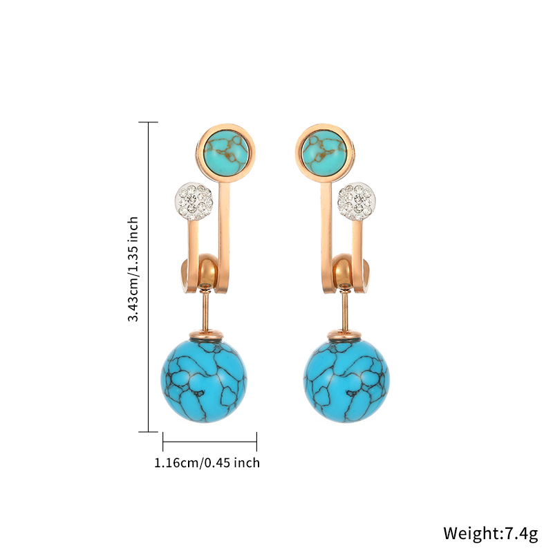 Wholesale  Customizable Hypoallergenic Stainless Steel Turquoise Earrings