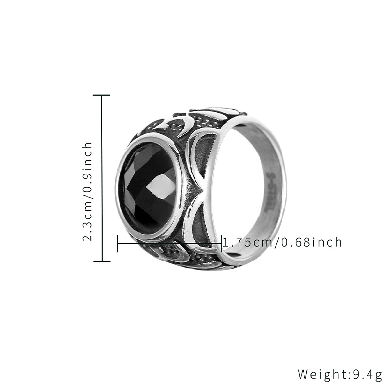 Geometric Black Square Metal Ring Fashion Simple Punk Mixed Style Ring