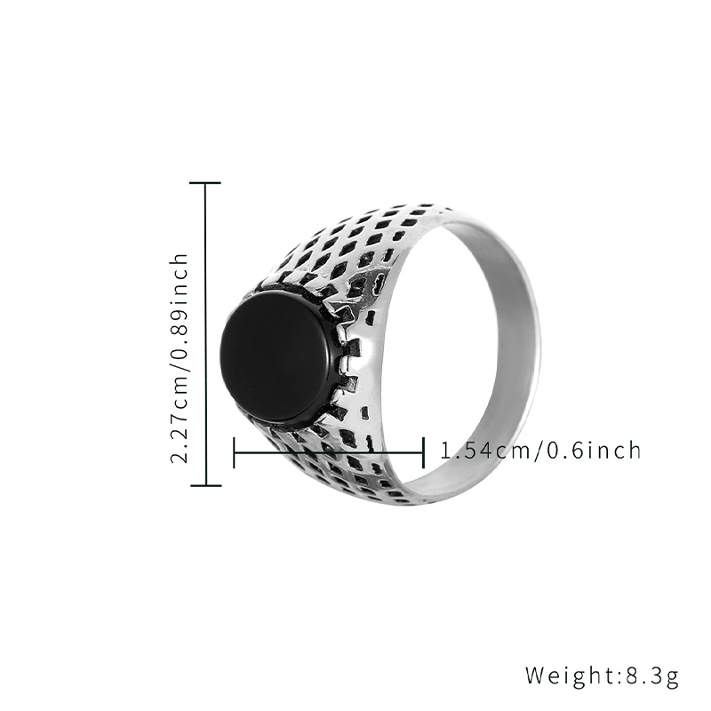 Geometric Black Square Metal Ring Fashion Simple Punk Mixed Style Ring