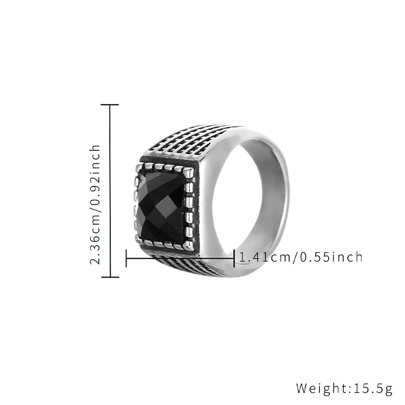 Geometric Black Square Metal Ring Fashion Simple Punk Mixed Style Ring