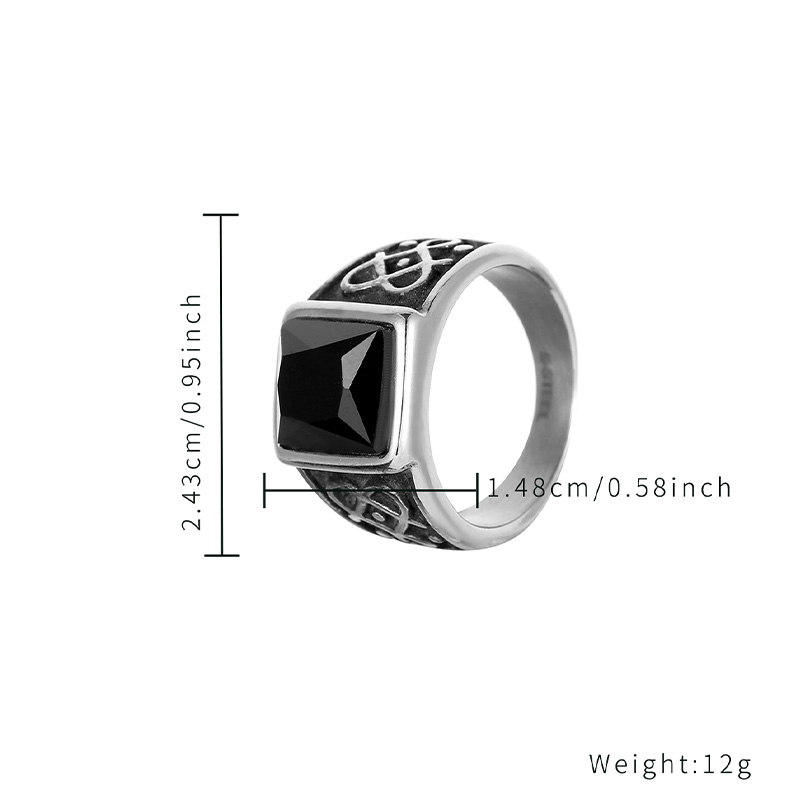 Geometric Black Square Metal Ring Fashion Simple Punk Mixed Style Ring