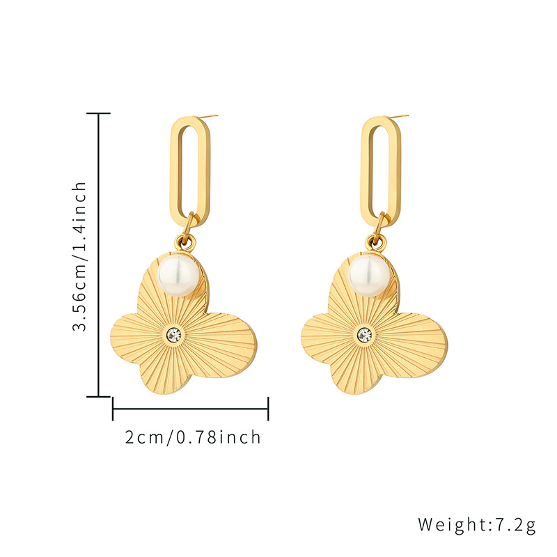 2023 Wholesale Gold Plated Butterfly-shaped Pearl Pendant Geometry Stud earrings