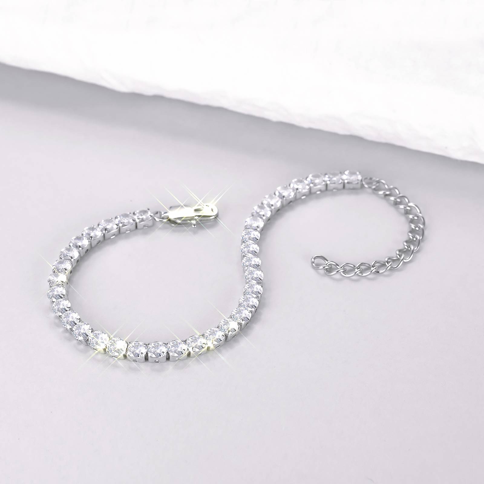 Clear Crystal Tennis Bracelet Stainless Steel Tennis Bracelet For Women Men