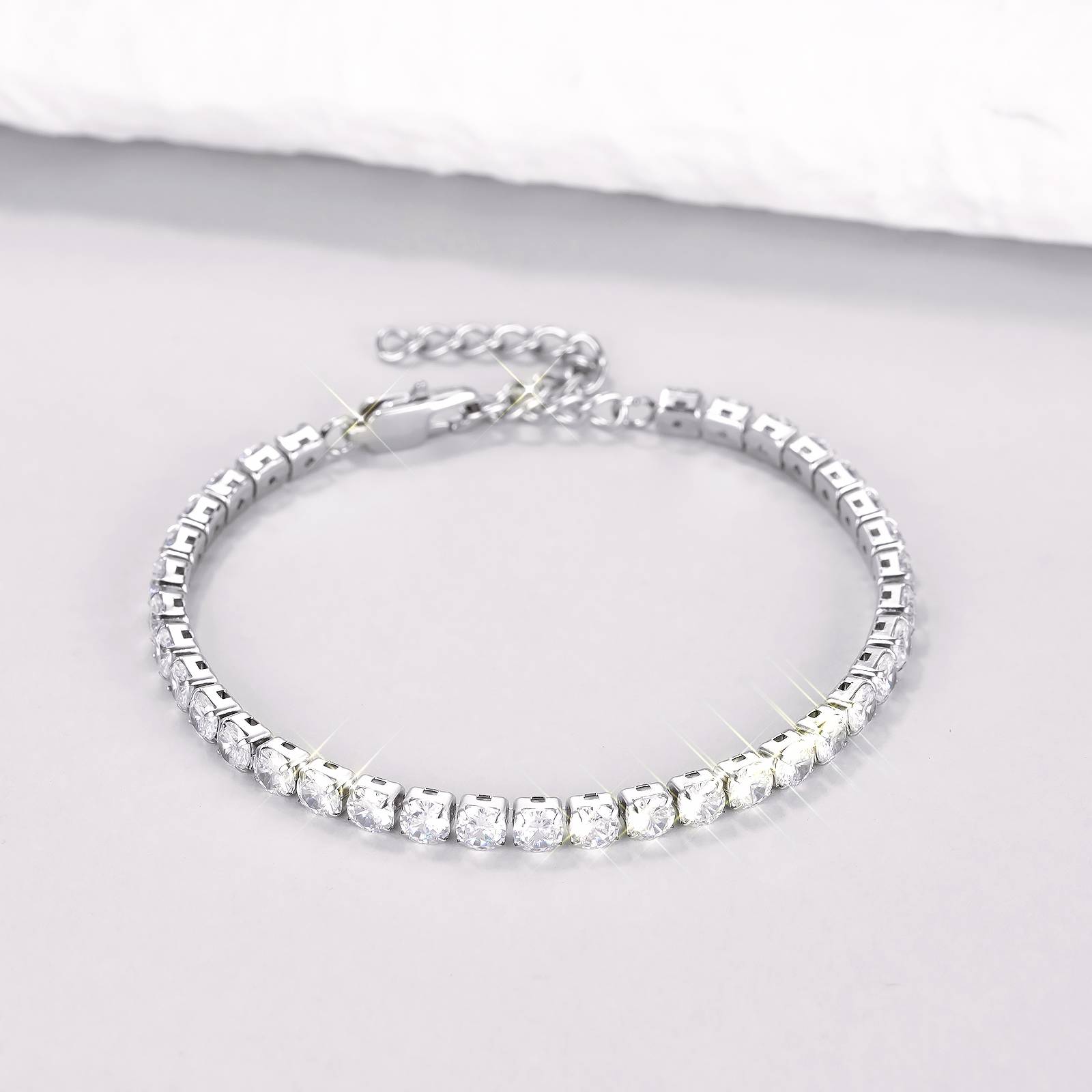 Clear Crystal Tennis Bracelet Stainless Steel Tennis Bracelet For Women Men