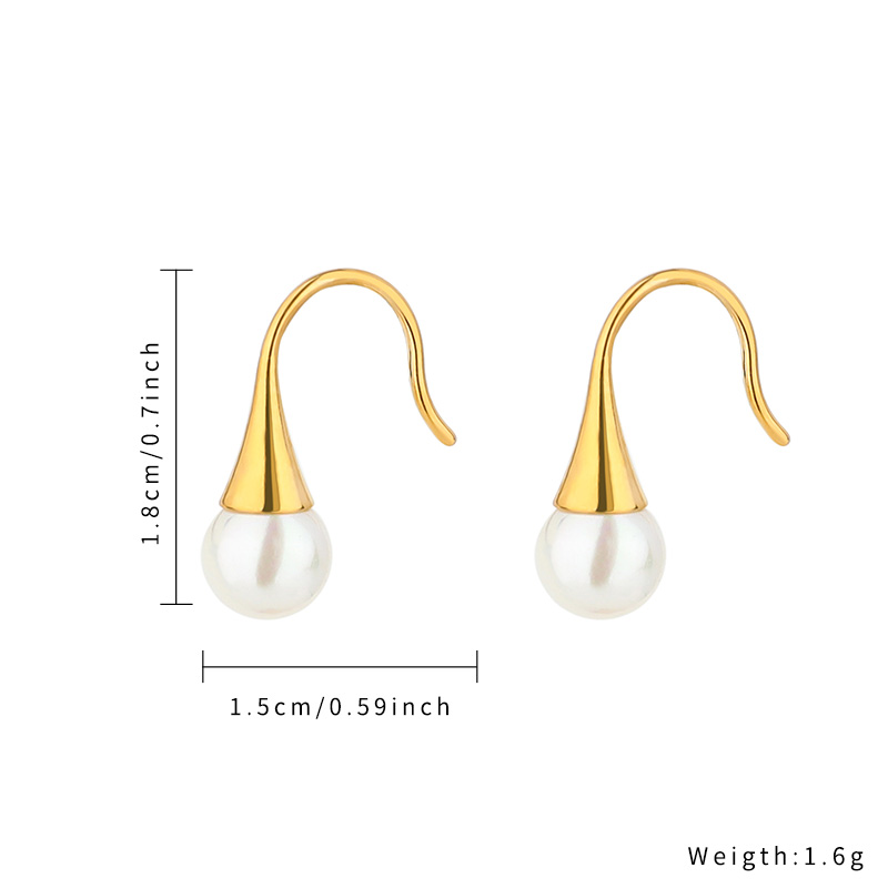 Factory wholesale stainless steel curved pearl earrings