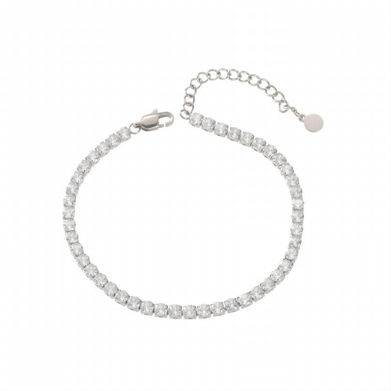 Stainless Steel Tennis Bracelet Anklet 4mm White Zirconia Tennis Chain Bracelet