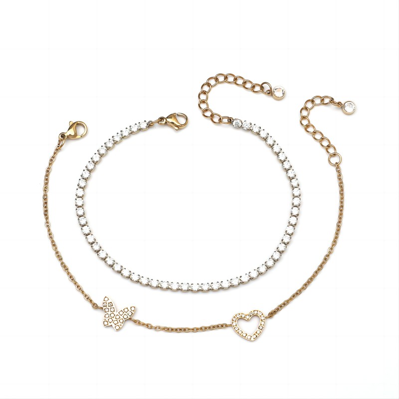 Cute Simple Style Butterfly Stainless Steel  18K Gold Plated Zircon Bracelets