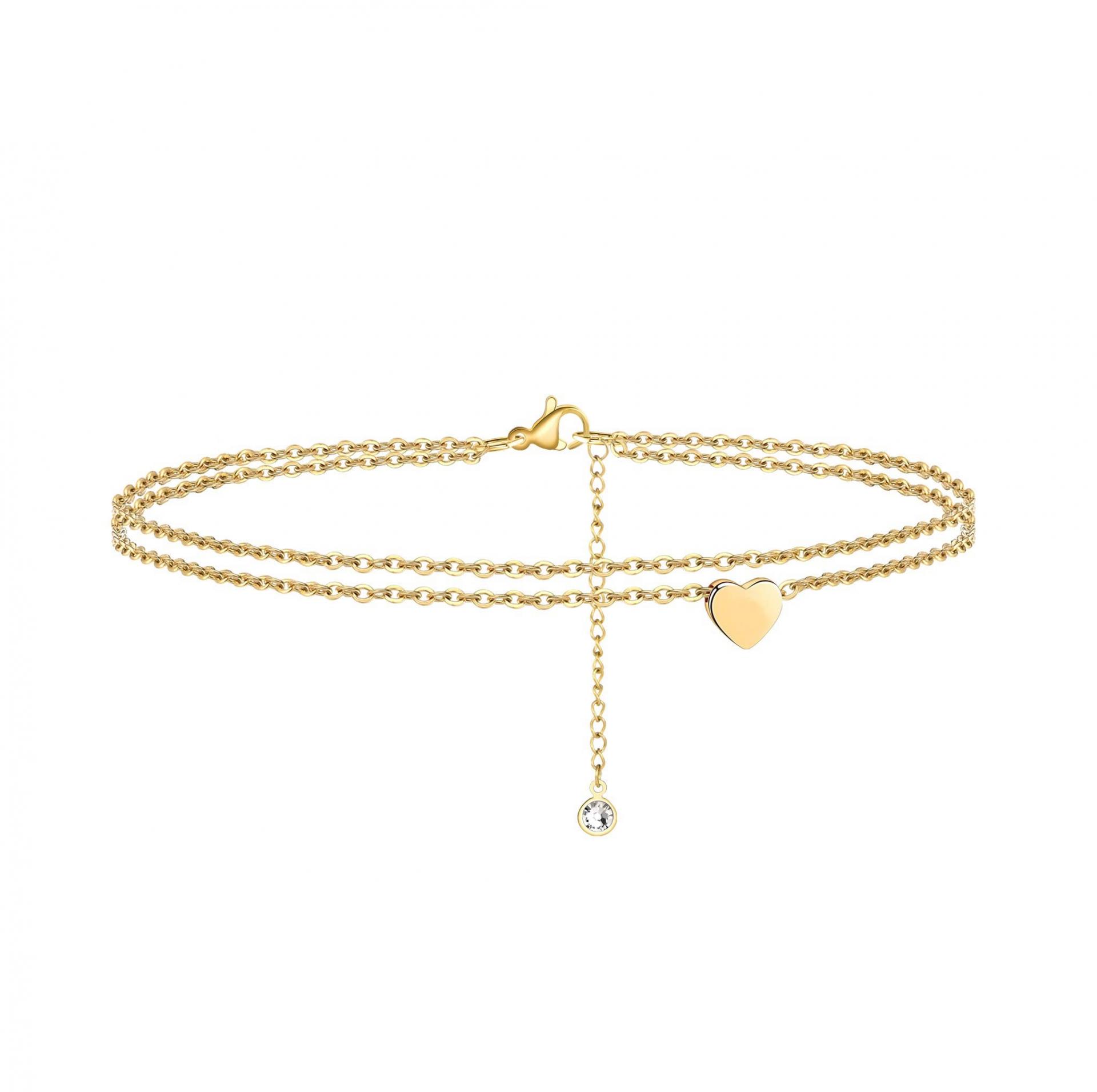 Anklets For Women Layered Heart Anklets Stainless Steel Gold Plated Anklets