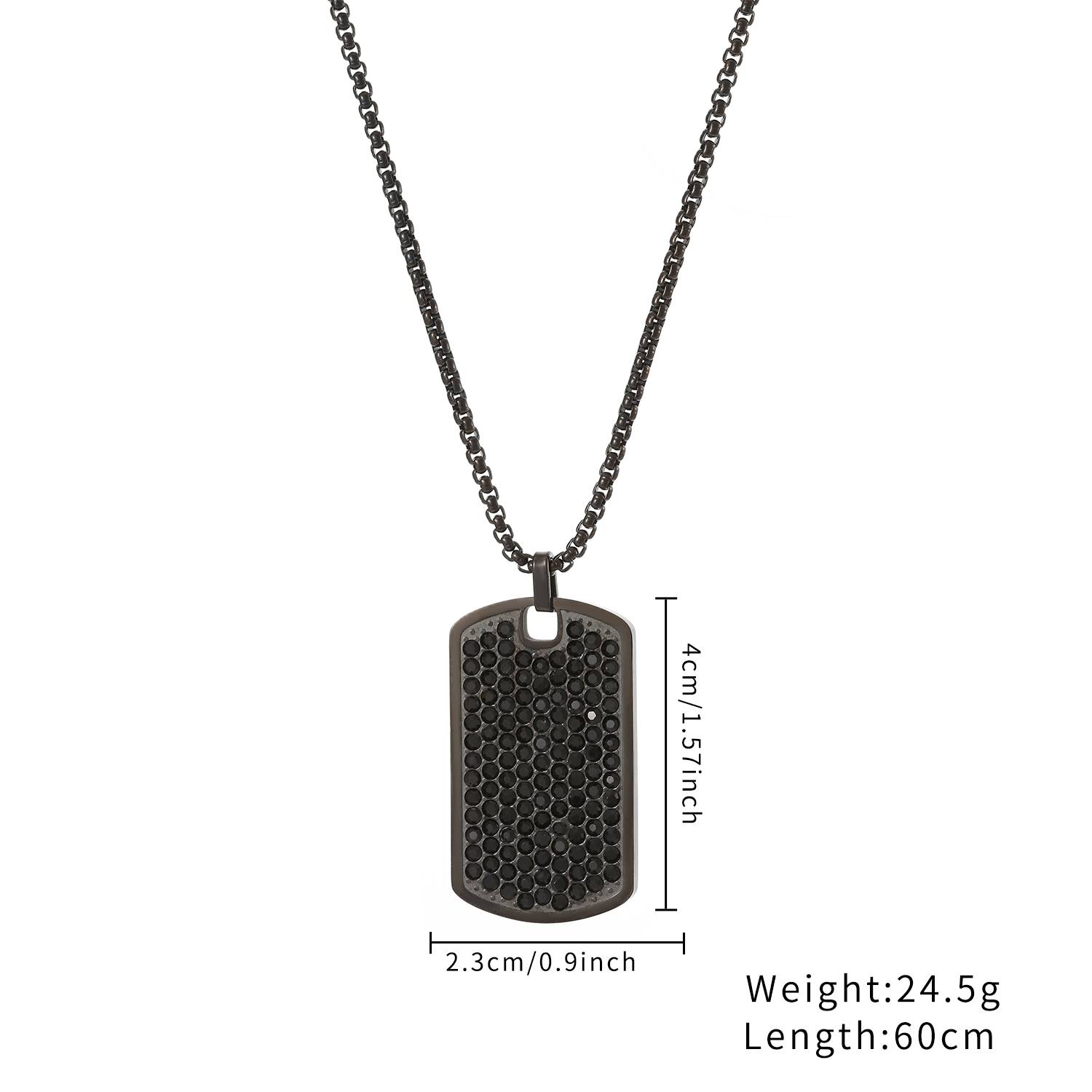 Shining Zircon Black Square Pendant Necklace