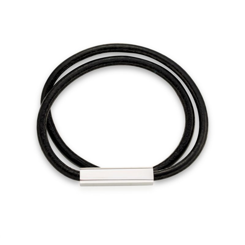 Simple Style Classic Style Stainless Steel Leather Bracelets Black Plated Bracelets In Bulk