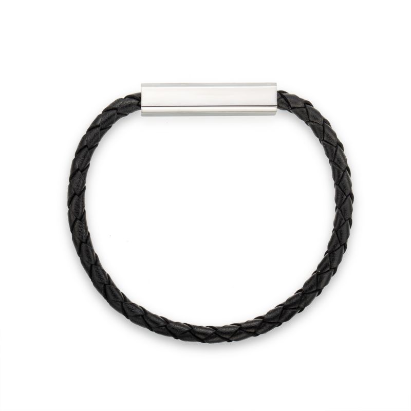 Simple Style Classic Style Stainless Steel Leather Bracelets Black Plated Bracelets In Bulk