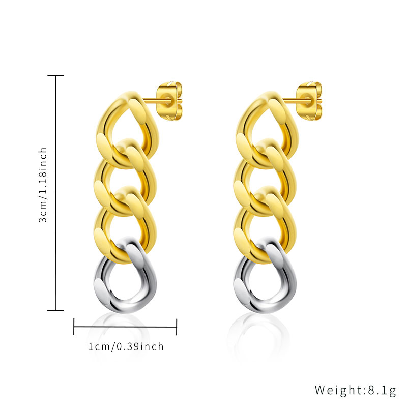 Factory wholesale steel and gold color wrapped chain earrings