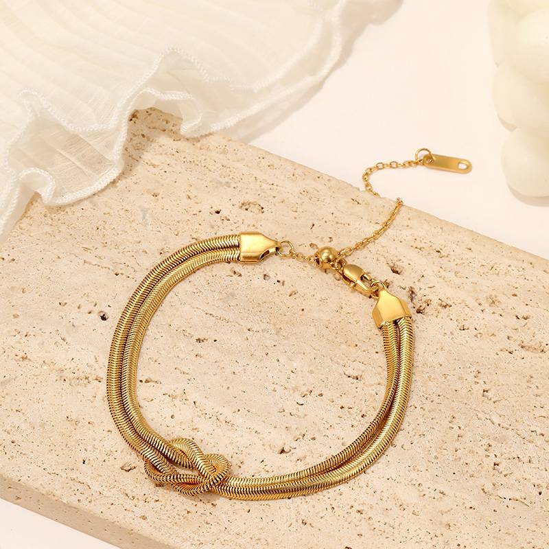 Simple Chain Gold Plating Stainless Steel Bracelet Jewelry Gift B2453