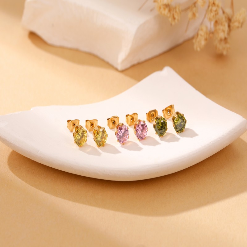 Custom colorful simple six claws zircon earrings