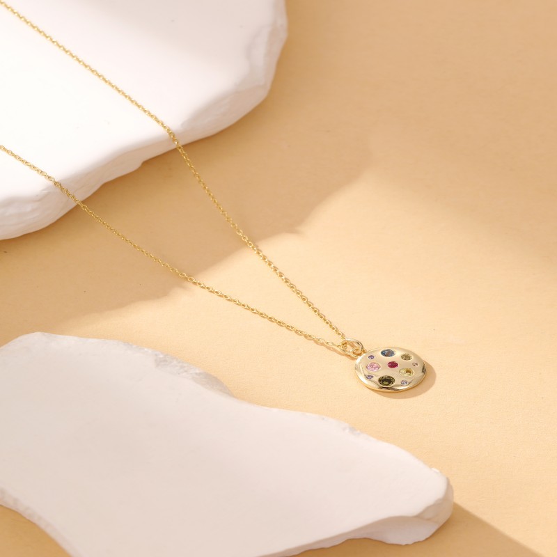 Custom 925 silver colorful zircon pendant necklace