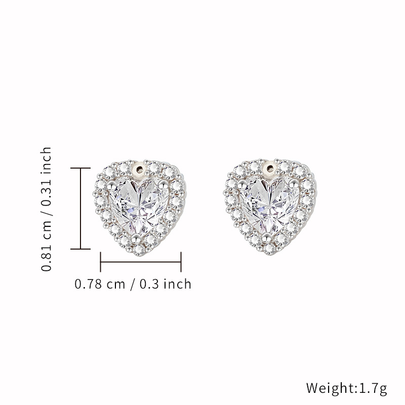 Minimalist Heart Design Titanium Body Piercings Zircon Earrings 