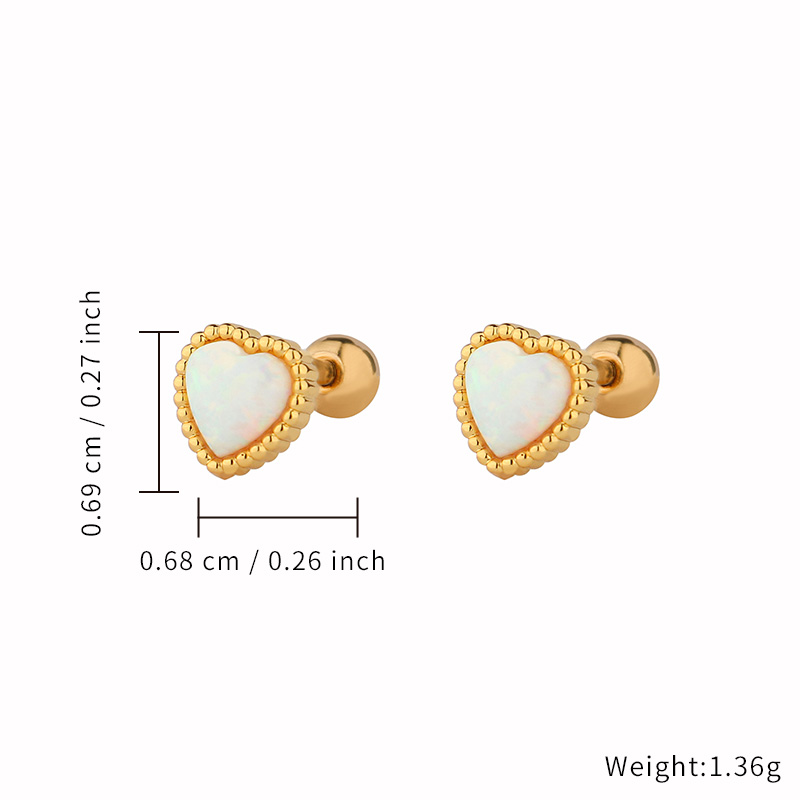 Minimalist Heart Design Titanium Body Piercings Zircon Earrings 